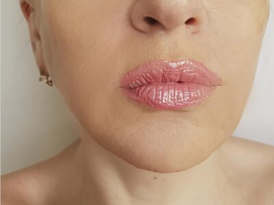 A Woman's Facial Wrinkles After Dermal Filler Treatment